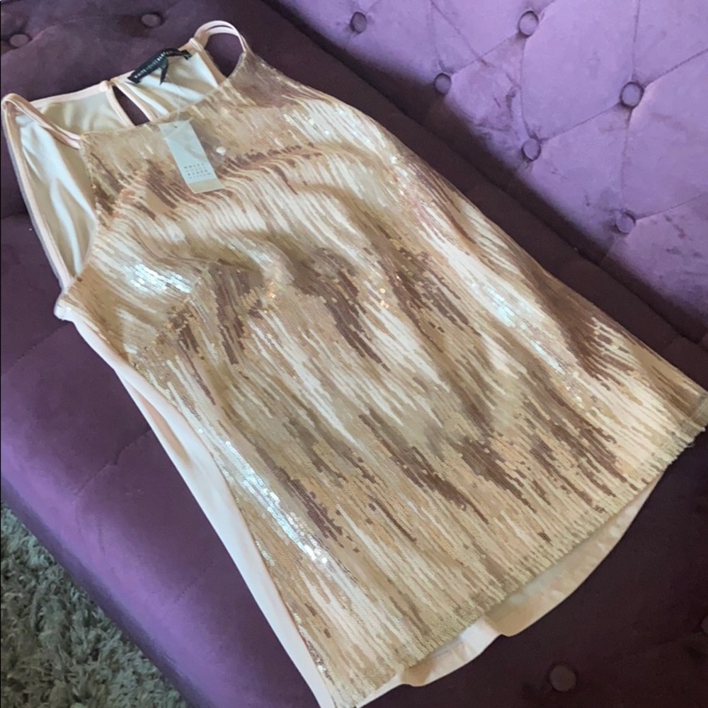 White House black market chevron sequin halter